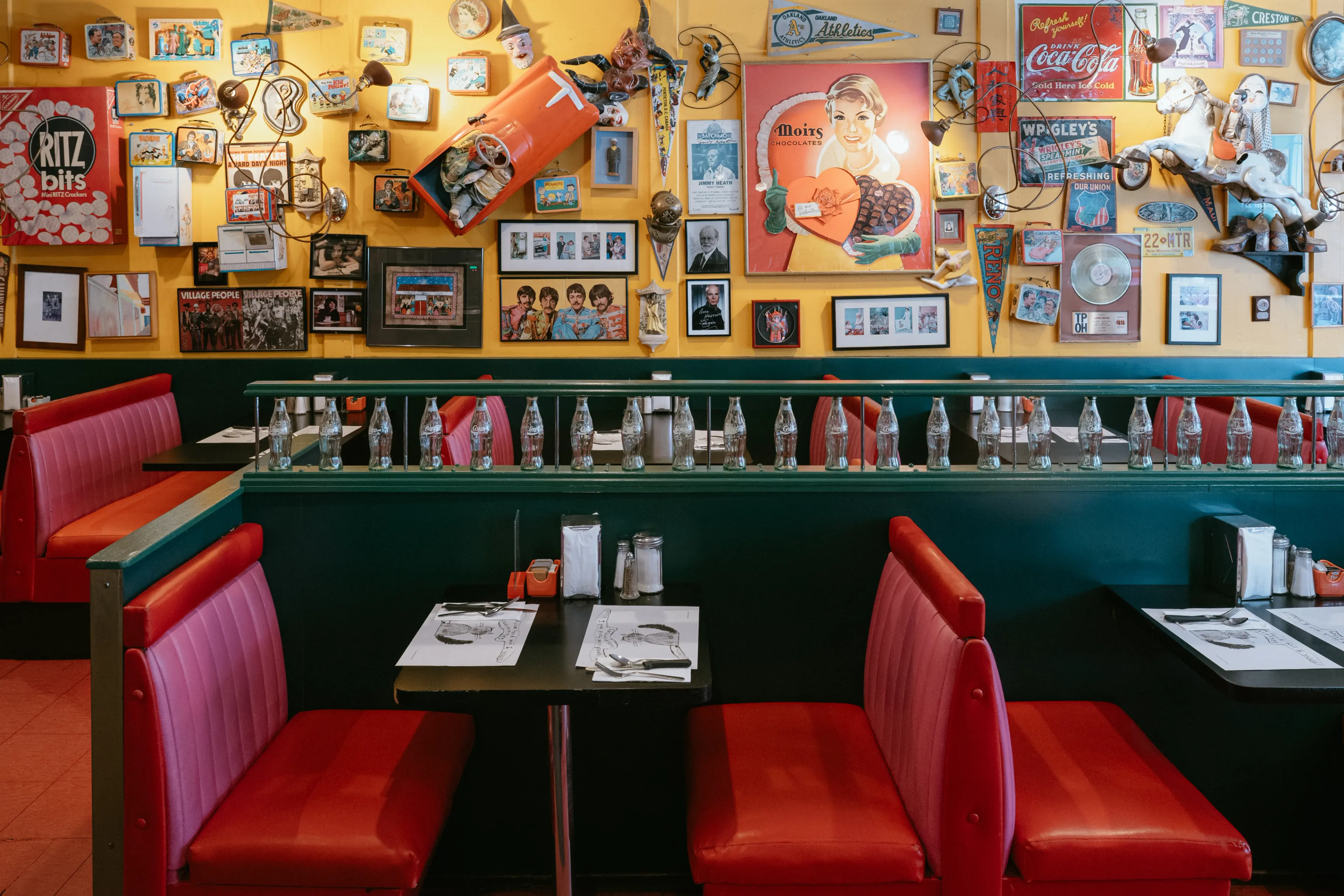 Interior photo of Sophie’s Cosmic Cafe in Kitsilano Vancouver with it's quirky and playful decor.
