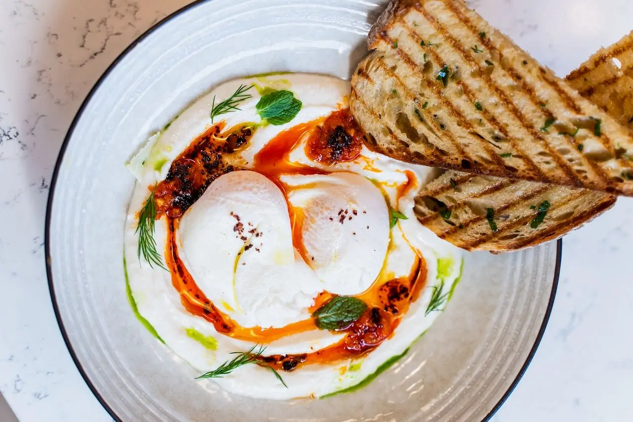 Overhead shot of a brunch dish at Loam