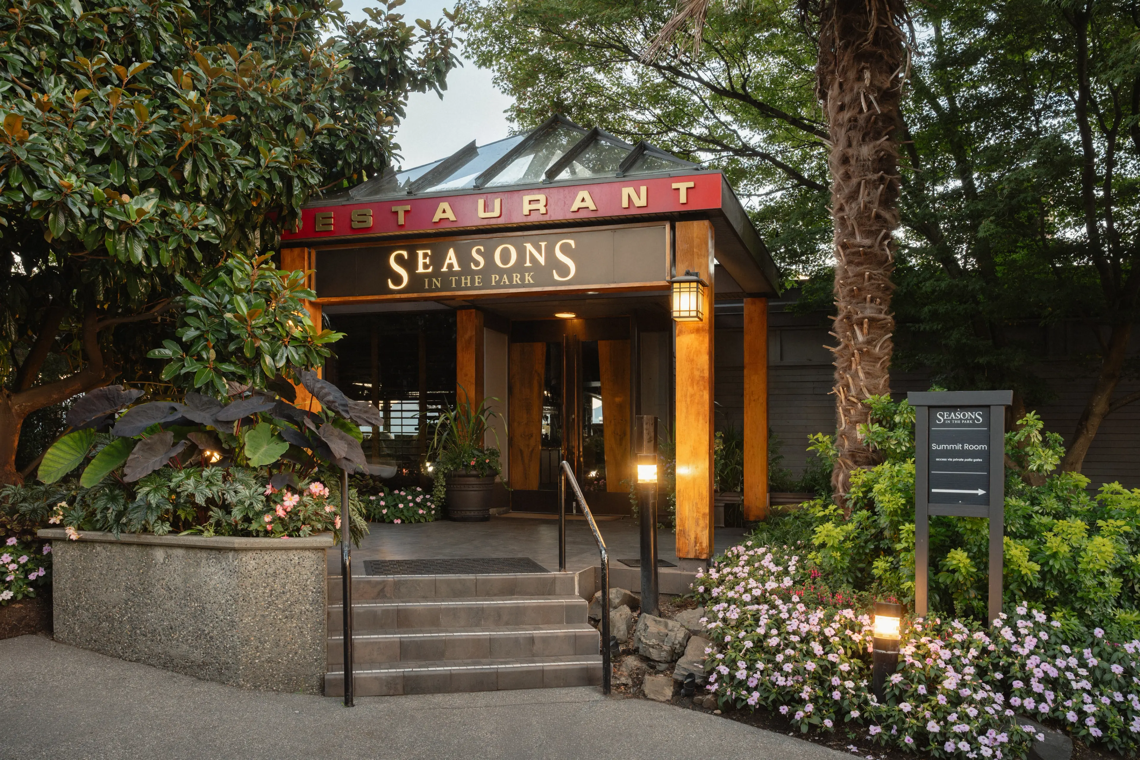 Exterior image of the restaurant Seasons in the Park in Queen Elizabeth Park in Vancouver.