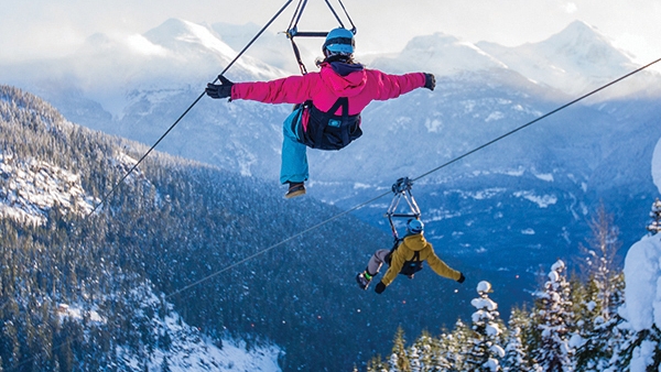 Riding the Superfly Ziplines near Whistler