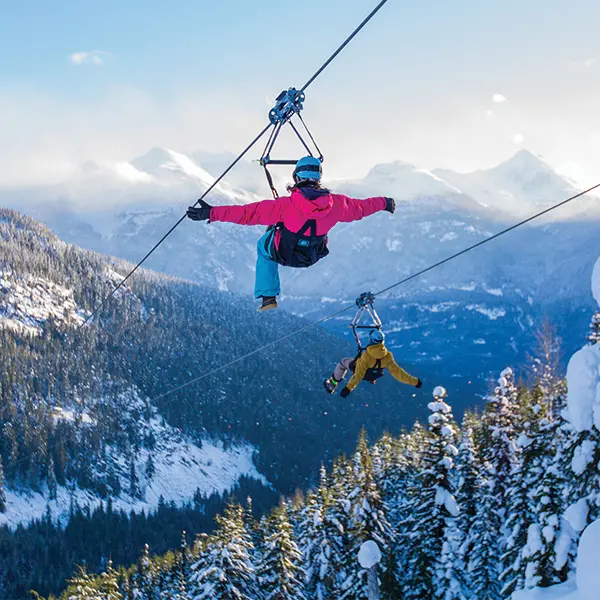 Riding the Superfly Ziplines near Whistler