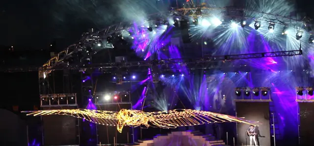 Music, circus arts and a giant movable eagle sculpture in a free show at Cathedral Square