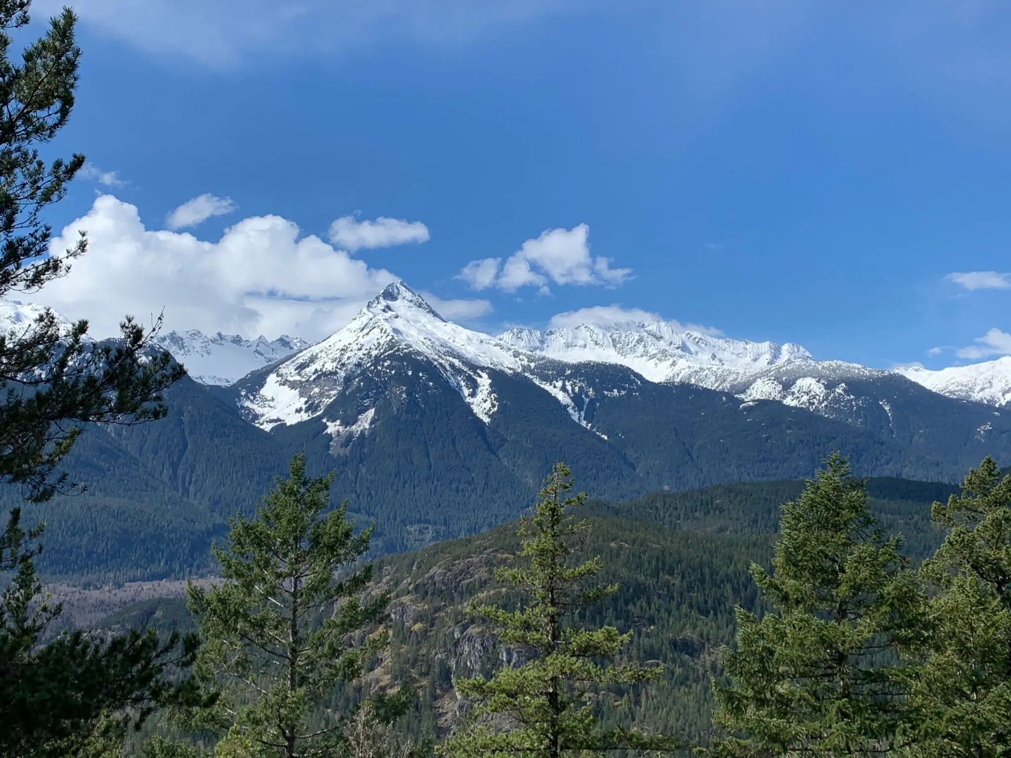 View of the Tantalus Mountains from Brohm Lake