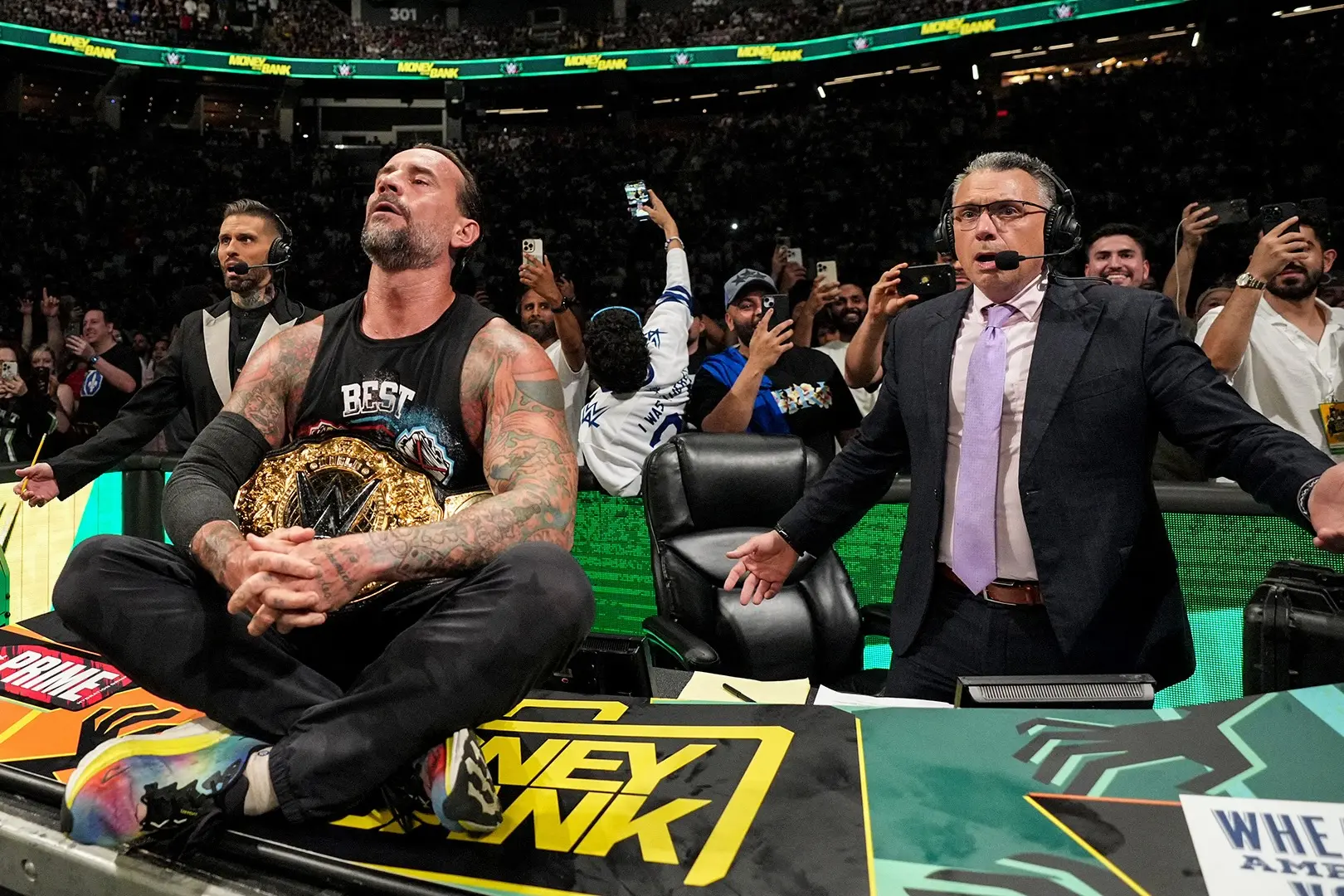 CM Punk & Michael Cole at WWE Fastlane