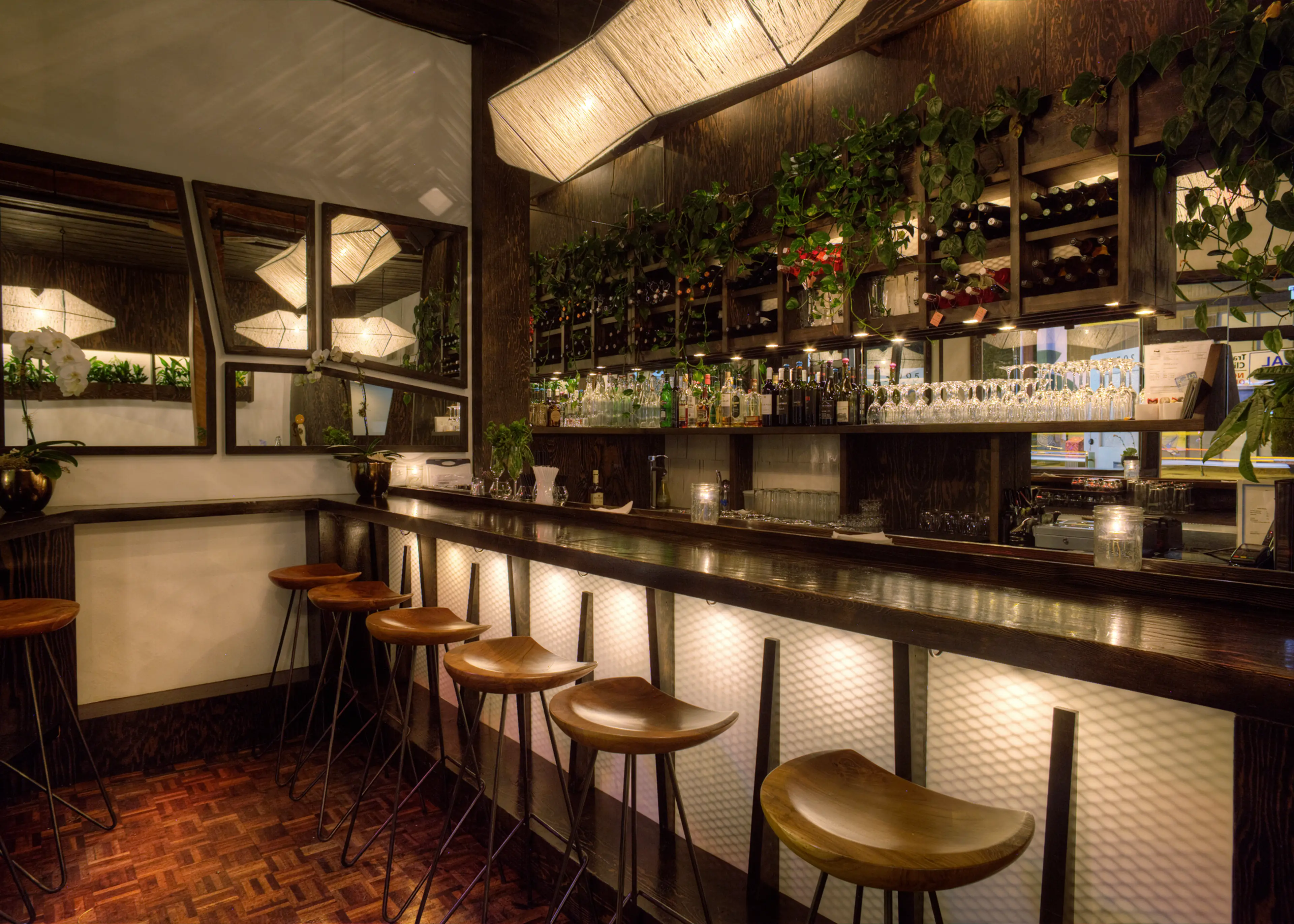 Interior image of the bar at The Acorn restaurant in Vancouver. 