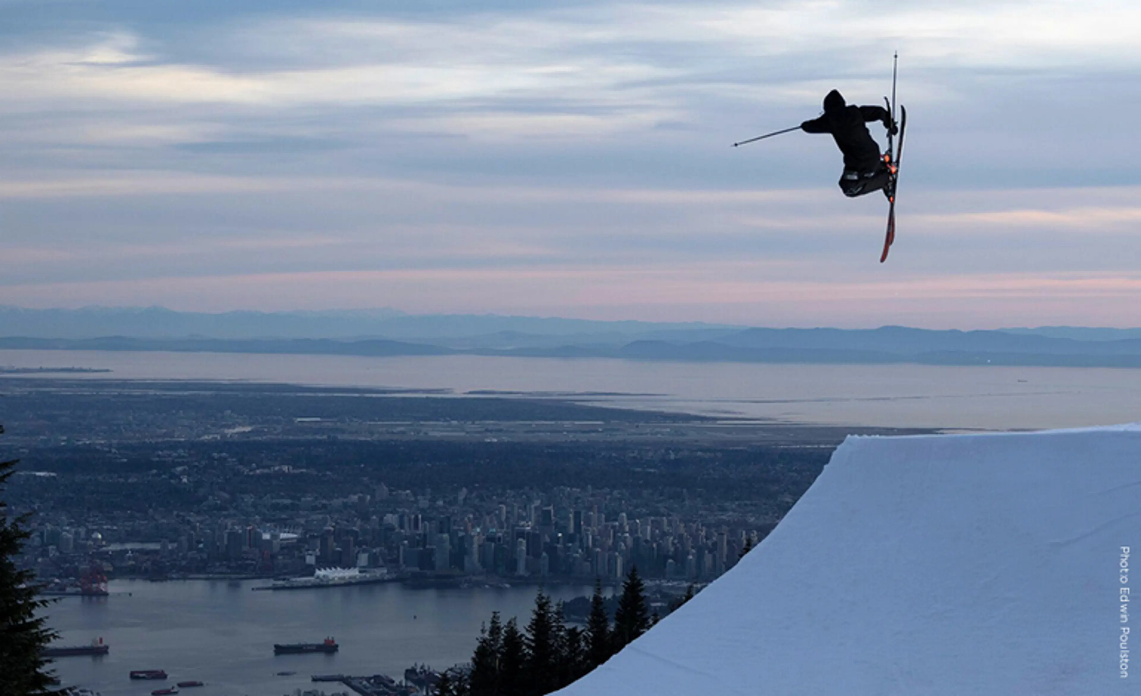 A skier at the Grouse Mountain Terrain Park