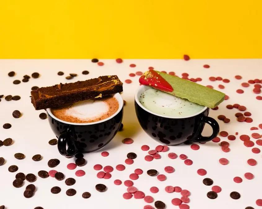 Specialty hot chocolates at Kafka's Coffee for the 2022 Vancouver Hot Chocolate Festival