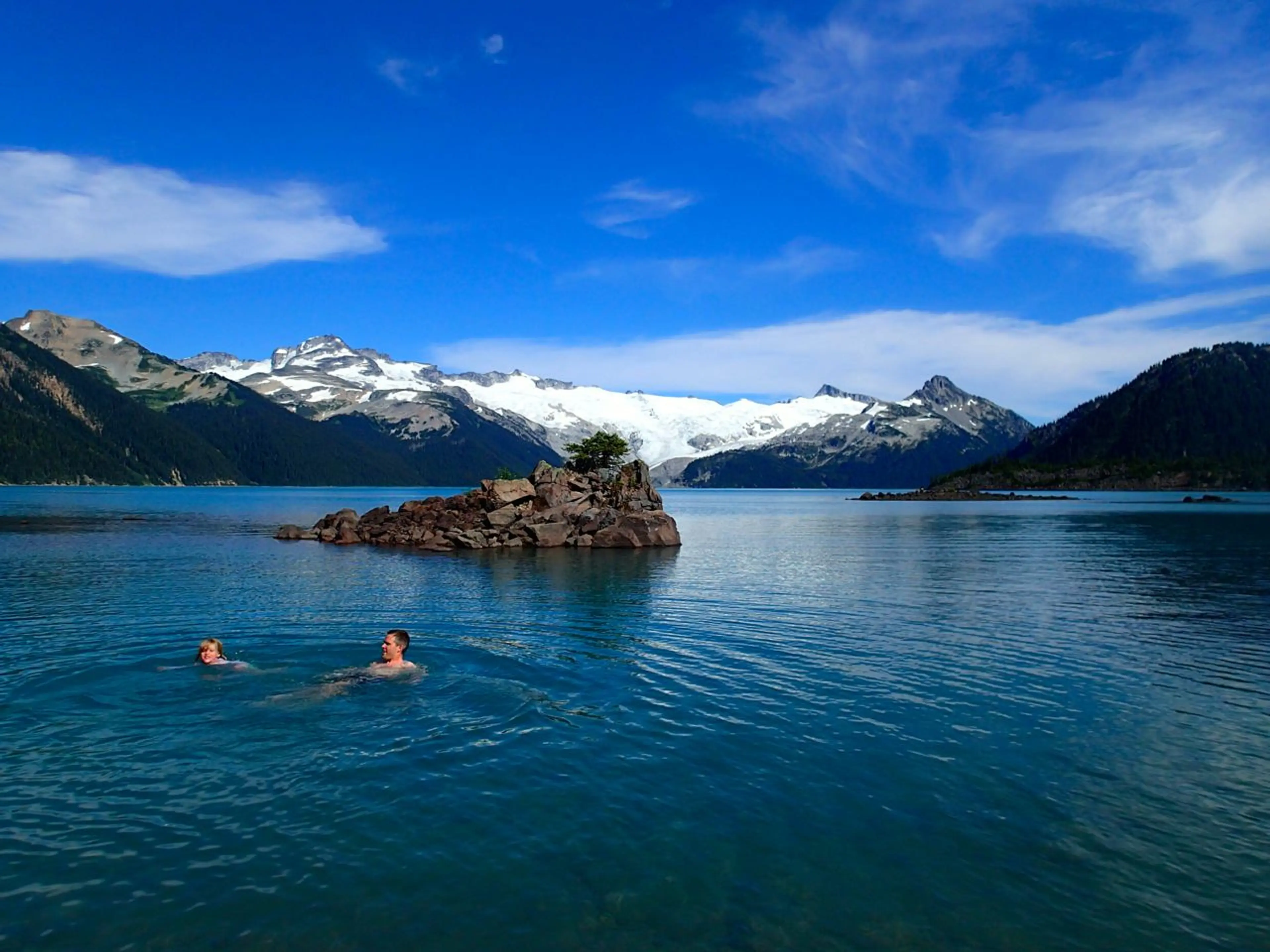 Swimmers in Garibaldi Lake