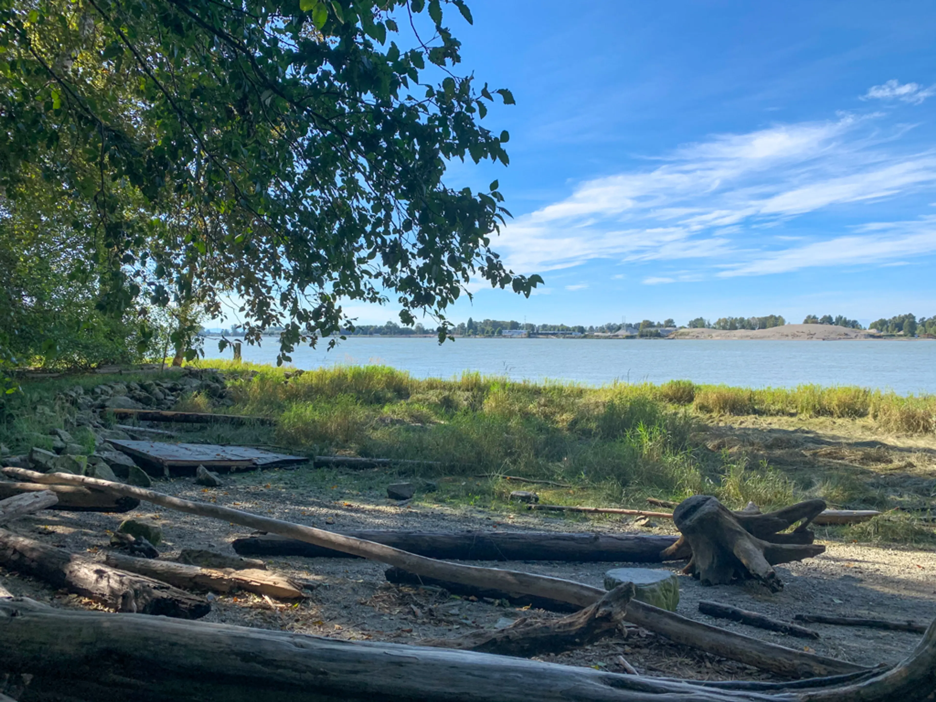 Beach on the Fraser River on Deas Island near Vancouver