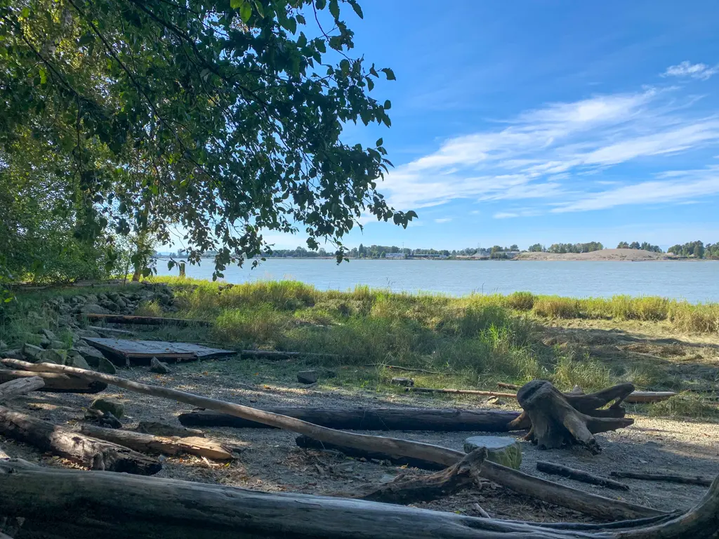 Beach on the Fraser River on Deas Island near Vancouver
