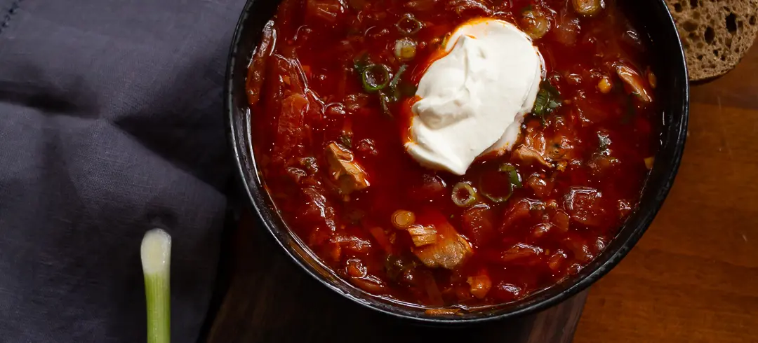 Traditional Ukrainian Borsch with Pork