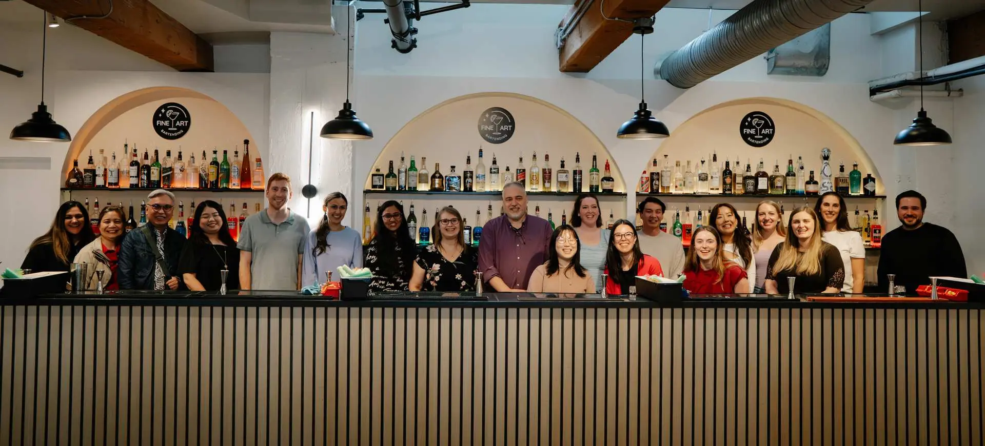Group team building event at Fine Art Bartending