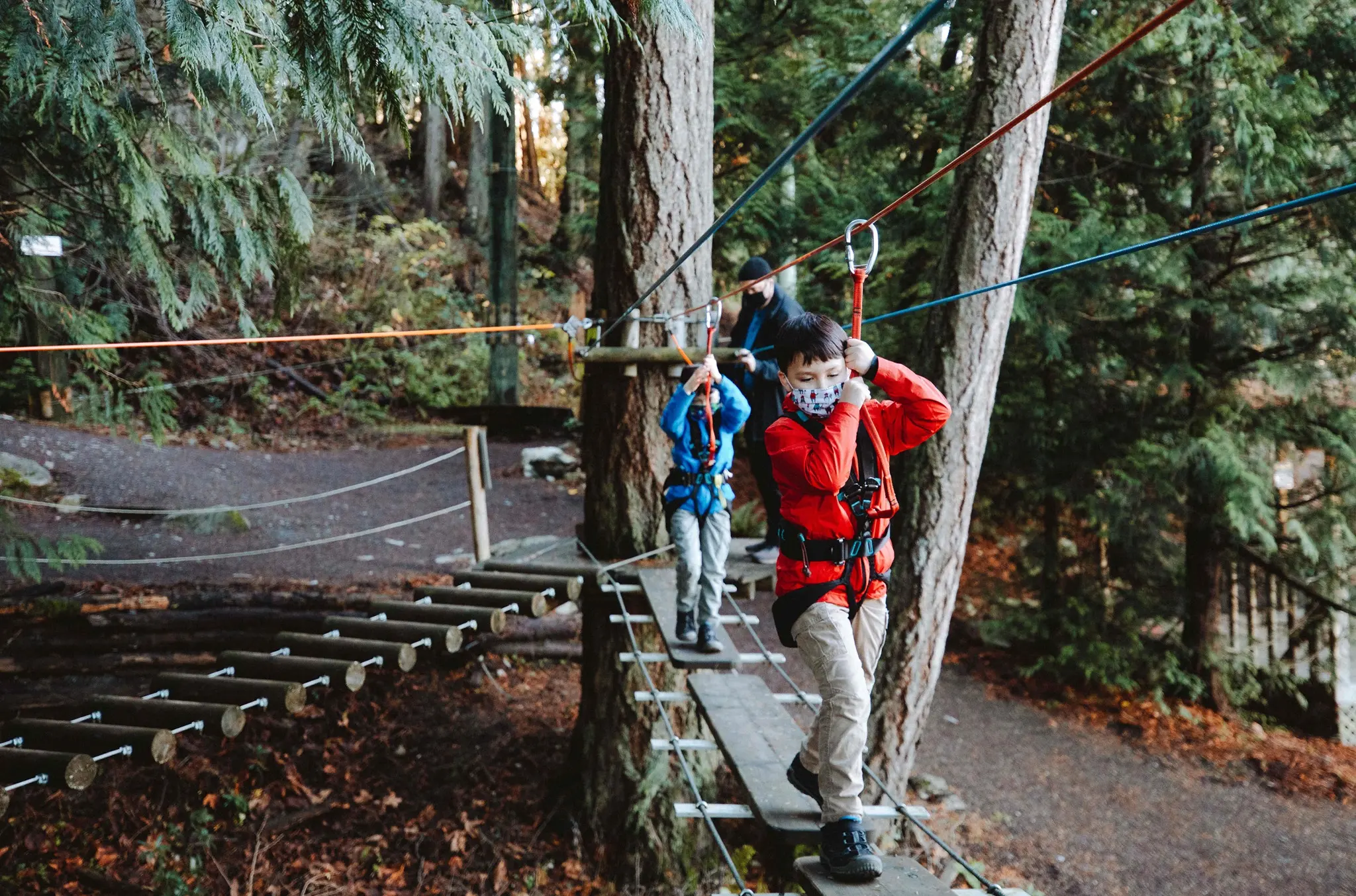 Kids on the ropes course at Wild Play Maple Ridge