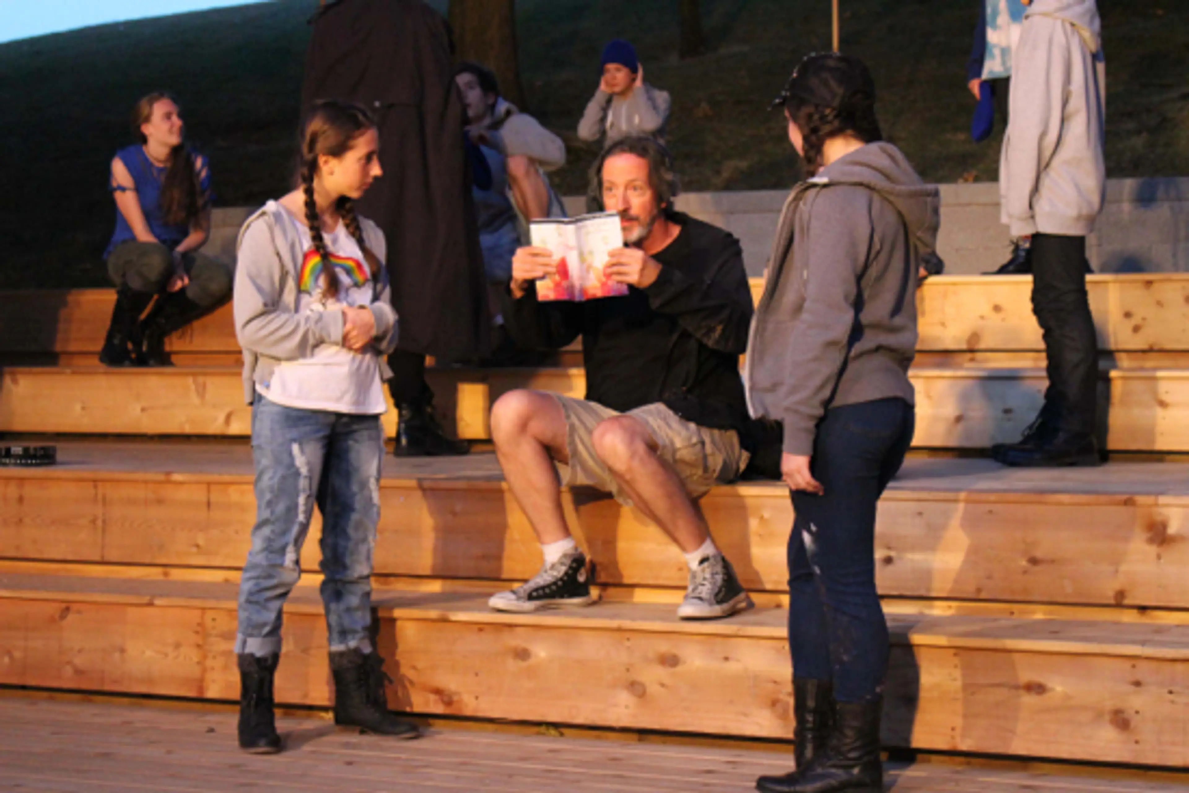 Instructor Mike Stacks works with the company for last year's Henry V.