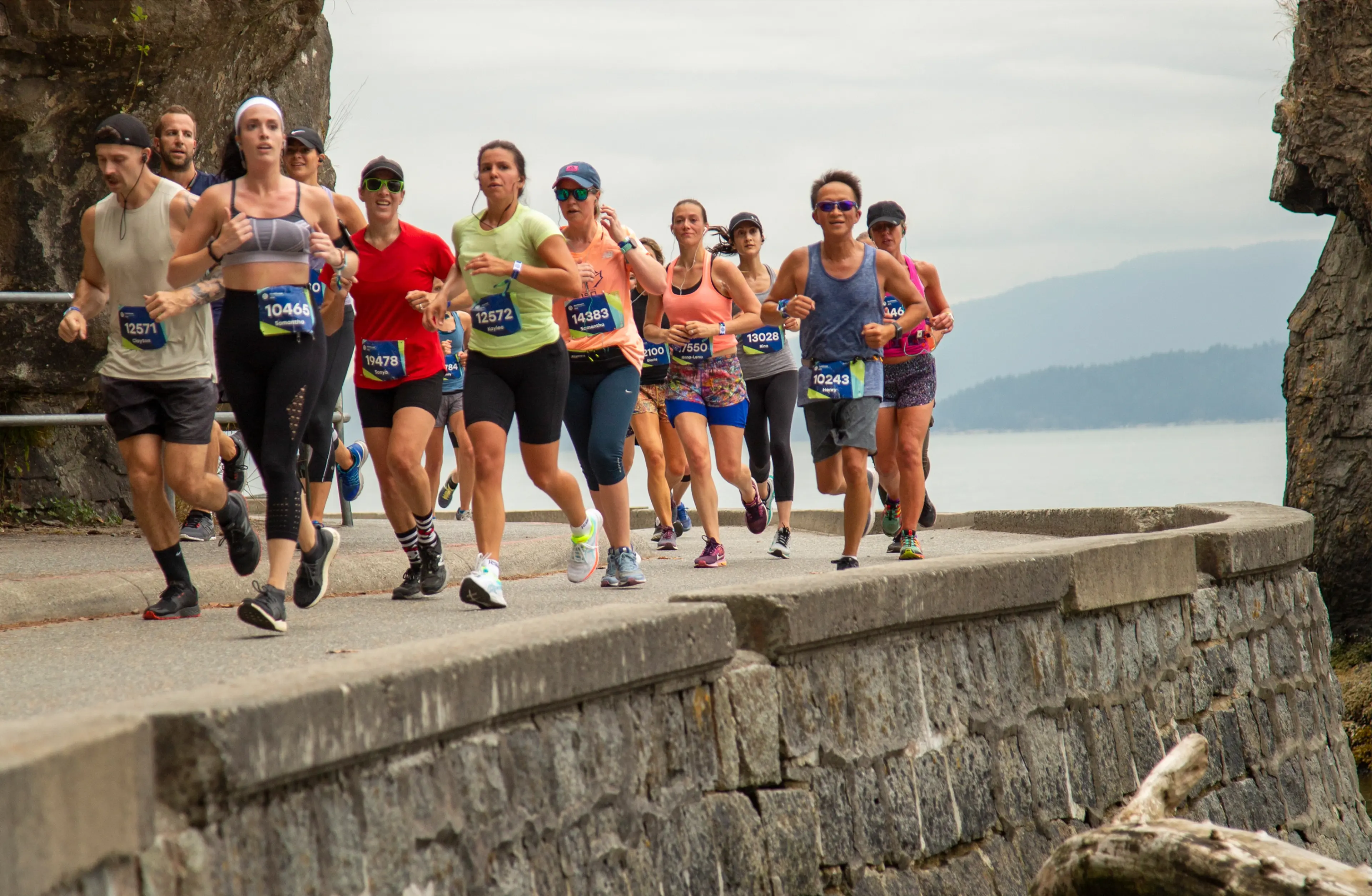 Runners on the seawall during the SeaWheeze in Vancouver.