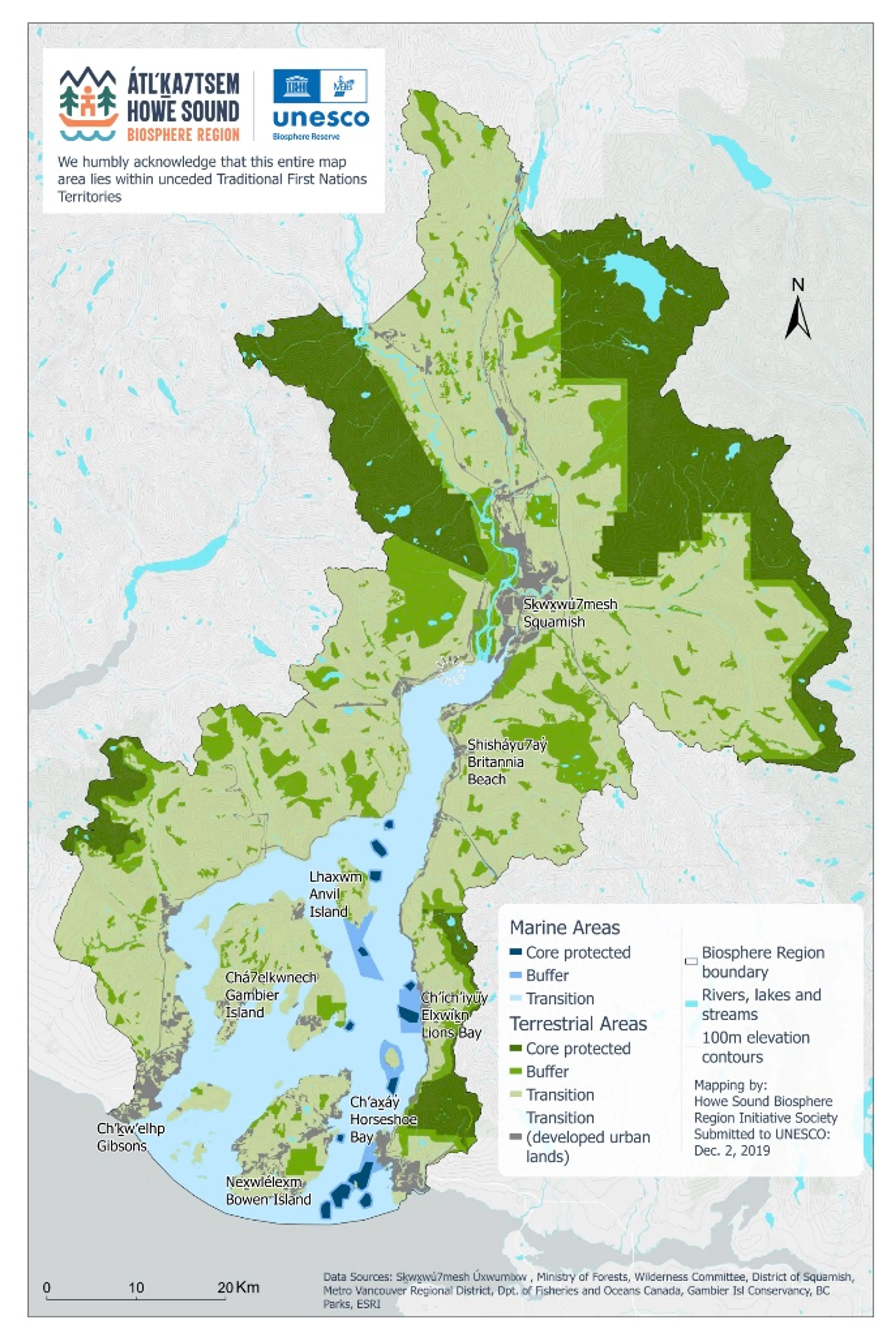 Map of Átl’ka7tsem / Howe Sound Biosphere Region