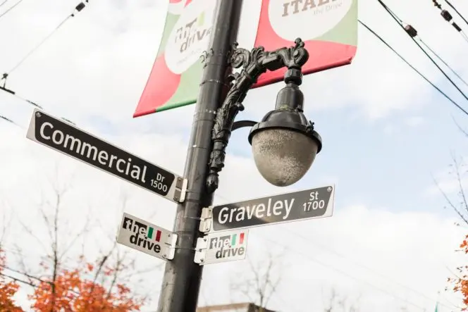 Commercial Drive street signage