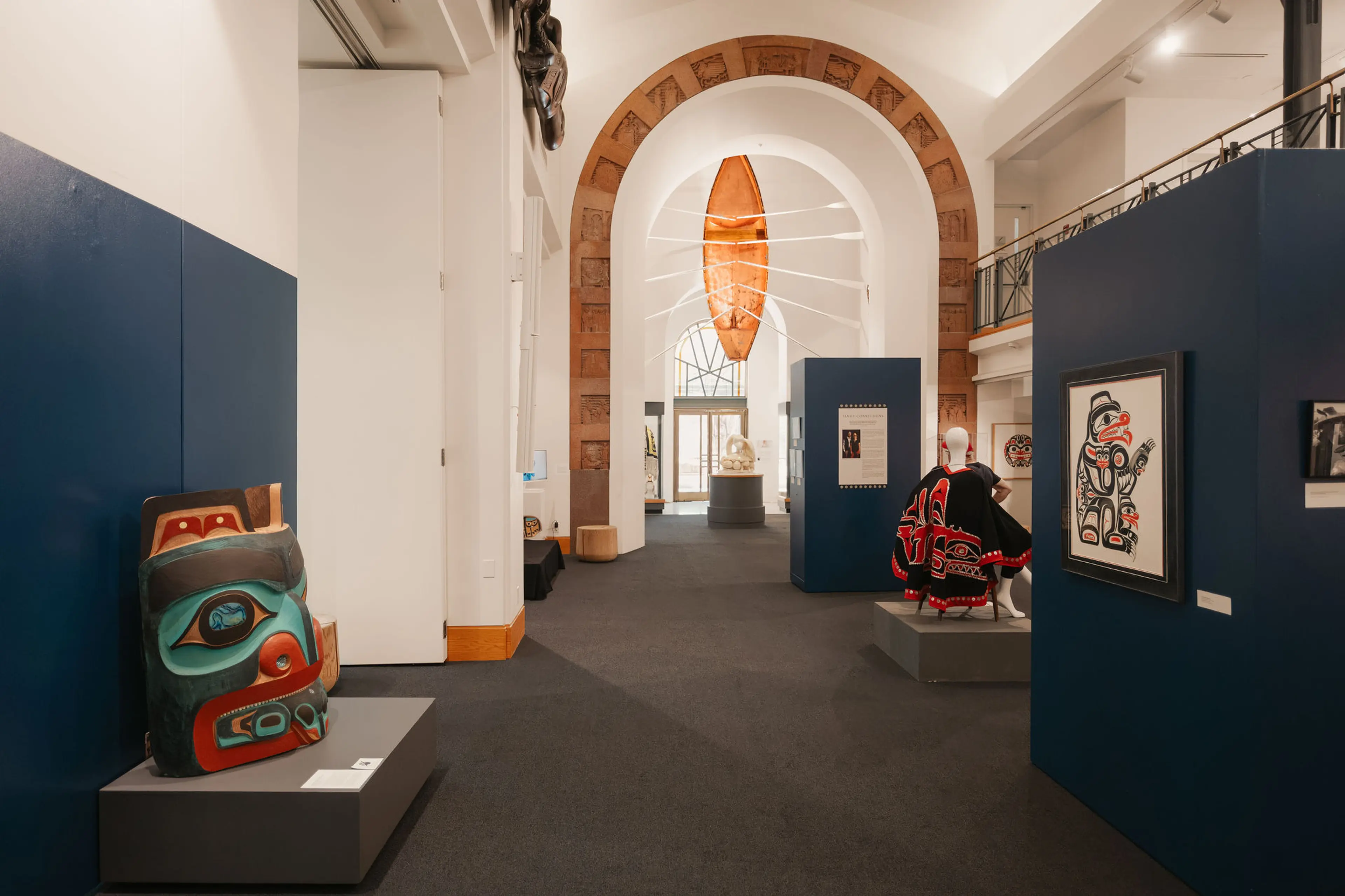 Interior image of the Kihl ‘Yahda exhibition from Christian White: Master Haida Artist at the Bill Reid Gallery of Northwest Coast Art, Vancouver.