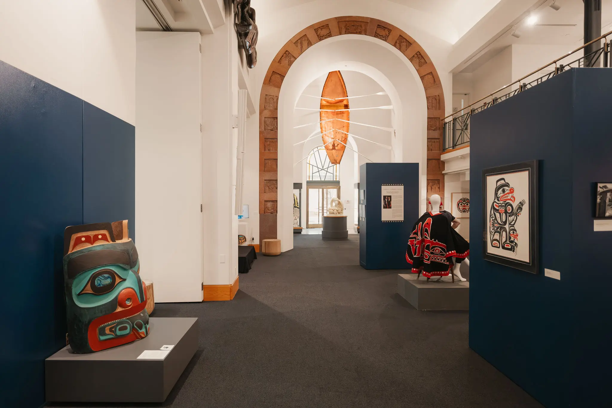 Interior image of the Kihl ‘Yahda exhibition from Christian White: Master Haida Artist at the Bill Reid Gallery of Northwest Coast Art, Vancouver.